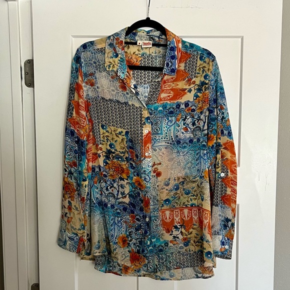 Silk Button Down Blouse - Picture 1 of 9